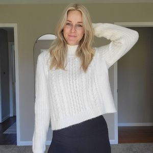 Loft cable knit mock neck sweater